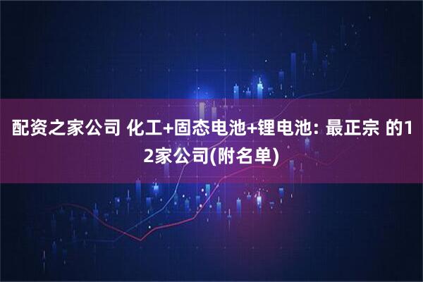 配资之家公司 化工+固态电池+锂电池: 最正宗 的12家公司(附名单)