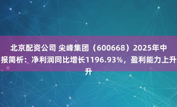 北京配资公司 尖峰集团（600668）2025年中报简析：净利润同比增长1196.93%，盈利能力上升