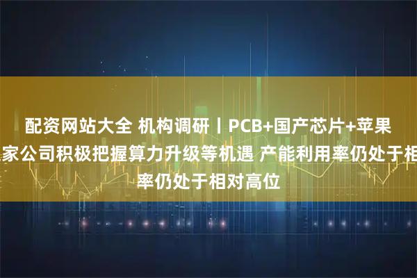 配资网站大全 机构调研丨PCB+国产芯片+苹果概念 这家公司积极把握算力升级等机遇 产能利用率仍处于相对高位